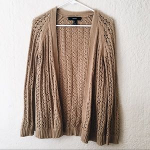 Tan Open Knit Cardigan